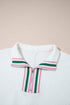 Modern Textured Contrast Striped Collar Half Sleeve Casual Blouse Top