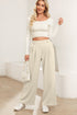 Modern Textured Elastic Waist Wide Leg Pants