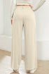 Modern Textured Elastic Waist Wide Leg Pants