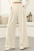 Modern Textured Elastic Waist Wide Leg Pants