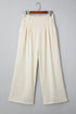 Modern Textured Elastic Waist Wide Leg Pants