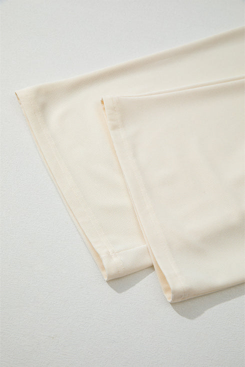 Modern Textured Elastic Waist Wide Leg Pants