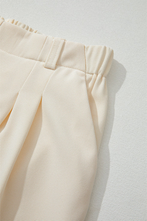 Modern Textured Elastic Waist Wide Leg Pants