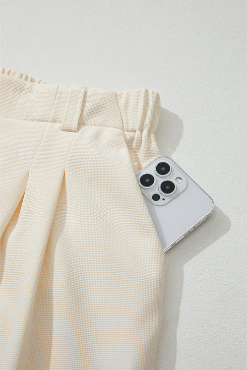 Modern Textured Elastic Waist Wide Leg Pants