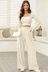 Modern Textured Elastic Waist Wide Leg Pants