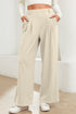 Modern Textured Elastic Waist Wide Leg Pants