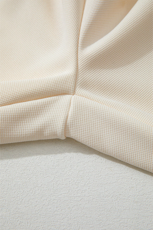 Modern Textured Elastic Waist Wide Leg Pants