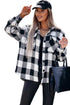 Modern Textured Plaid Print Flap Pocket Shacket