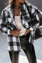 Modern Textured Plaid Print Flap Pocket Shacket