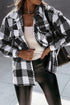 Modern Textured Plaid Print Flap Pocket Shacket