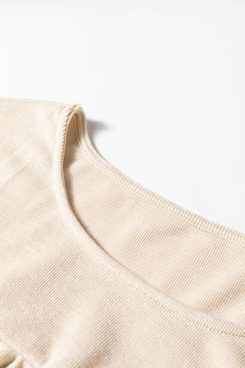 Modern Textured Pleated Drop Shoulder Knit Top
