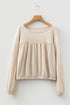 Modern Textured Pleated Drop Shoulder Knit Top