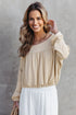 Modern Textured Pleated Drop Shoulder Knit Top