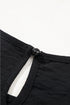Modern Textured Pleated Flounce Sleeve Round Neck Blouse