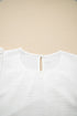 Modern Textured Pleated Flounce Sleeve Round Neck Blouse