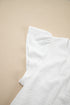 Modern Textured Pleated Flounce Sleeve Round Neck Blouse