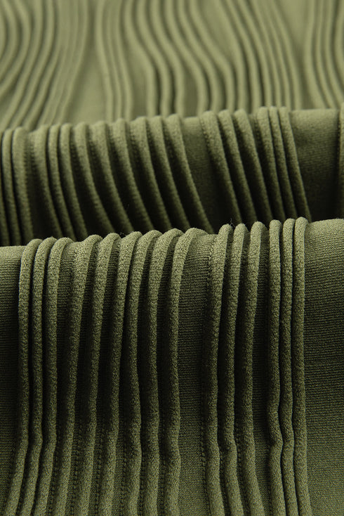 Modern Wavy Textured Fabric Cap Sleeve Stretch Top