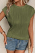 Modern Wavy Textured Fabric Cap Sleeve Stretch Top