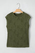 Modern Wavy Textured Fabric Cap Sleeve Stretch Top