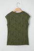 Modern Wavy Textured Fabric Cap Sleeve Stretch Top