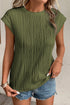 Modern Wavy Textured Fabric Cap Sleeve Stretch Top