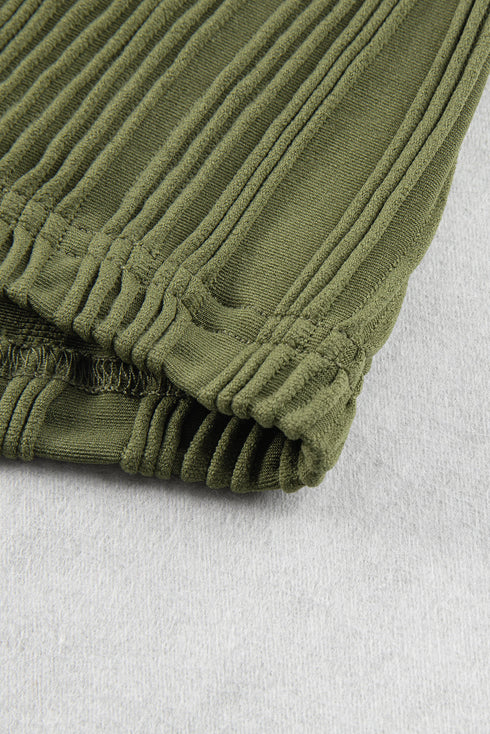 Modern Wavy Textured Fabric Cap Sleeve Stretch Top