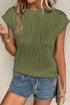 Modern Wavy Textured Fabric Cap Sleeve Stretch Top