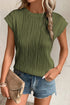 Modern Wavy Textured Fabric Cap Sleeve Stretch Top
