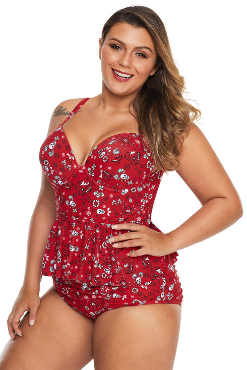 Moulded Cups Peplum Plus Size Bikini