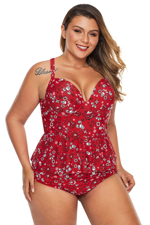 Moulded Cups Peplum Plus Size Bikini