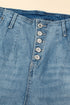 Multi Button Washed Solid Modern Wide Leg Jeans