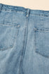 Multi Button Washed Solid Modern Wide Leg Jeans