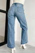 Multi Button Washed Solid Modern Wide Leg Jeans