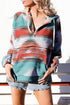 Multi-Color Aztec Print Zipped Split Neck Hoodie