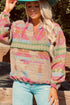 Multi-Color Aztec Printed Kangaroo Pocket Zipped Hoodie