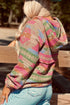 Multi-Color Aztec Printed Kangaroo Pocket Zipped Hoodie