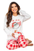 Multi-Color Christmas Claus Graphic Top Plaid Pants Lounge Set