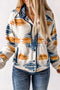 Multi-Color Western Aztec Snap Buttoned Fleece Jacket