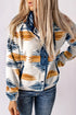Multi-Color Western Aztec Snap Buttoned Fleece Jacket