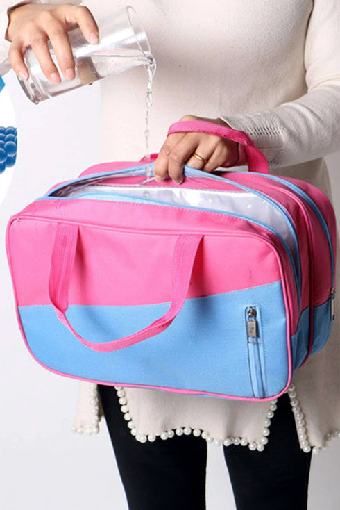 Multi Compartment Nylon Zippered Travel Utility Makeup Bag