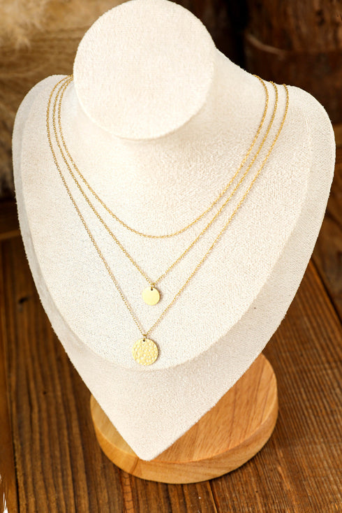 Multi Layer Polished Disc Pendant Modern Alloy Necklace