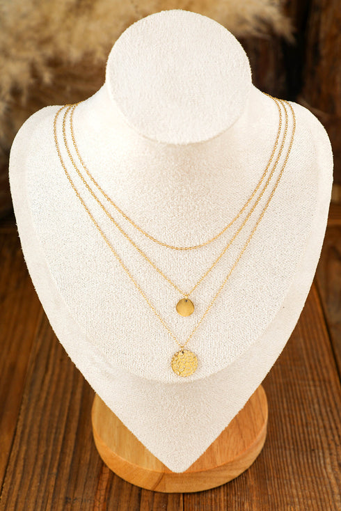 Multi Layer Polished Disc Pendant Modern Alloy Necklace