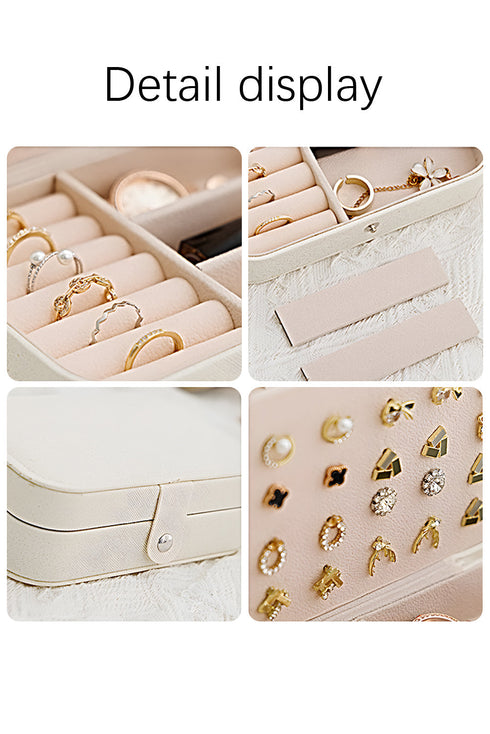 Multi Layer Portable Leather Button Closure Jewelry Organizer
