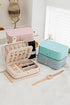 Multi Layer Portable Leather Button Closure Jewelry Organizer