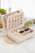 Multi Layer Portable Leather Button Closure Jewelry Organizer