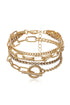 Multi Layered Rhinestone Plated Chain Bracelet Set