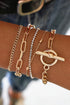 Multi Layered Rhinestone Plated Chain Bracelet Set