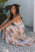 Multi Printed Ricrac Trim Spaghetti Straps Maxi Dress