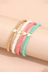 Multi Strand Beaded Heart Charm Bracelet Set
