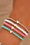 Multi Strand Beaded Heart Charm Bracelet Set